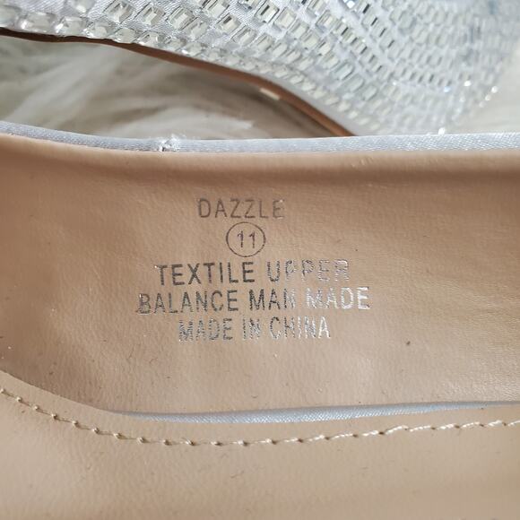 Lauren Lorraine Silver Rhinestone Embellished Pointed Toe Pumps 11 - Picture 9 of 9